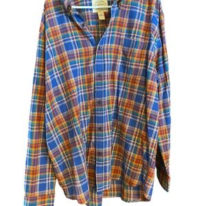 St John’s bay Blue and Orange Plaid Button-Down Shirt